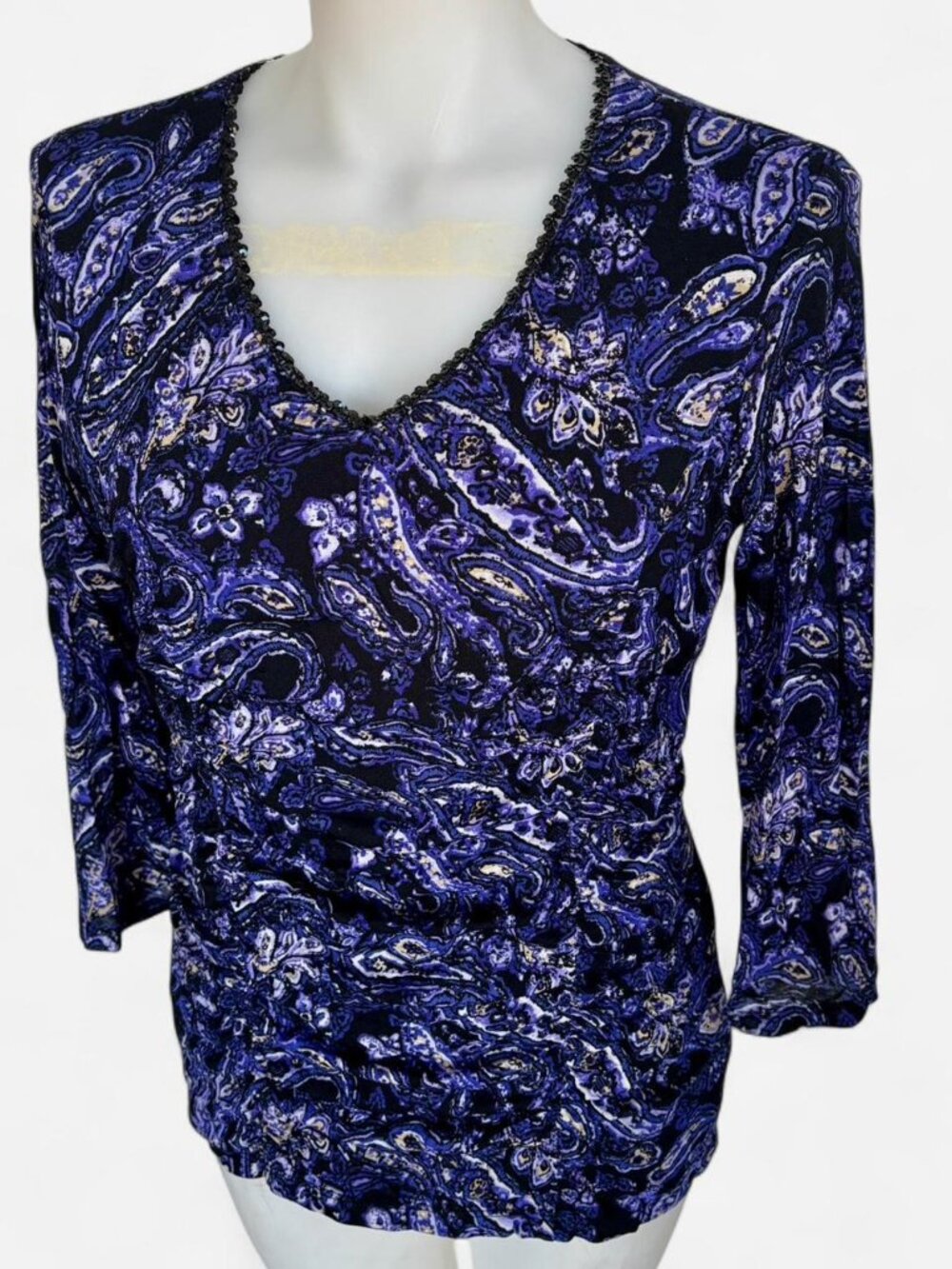 Style & Co purple and black whimsical long sleeve top